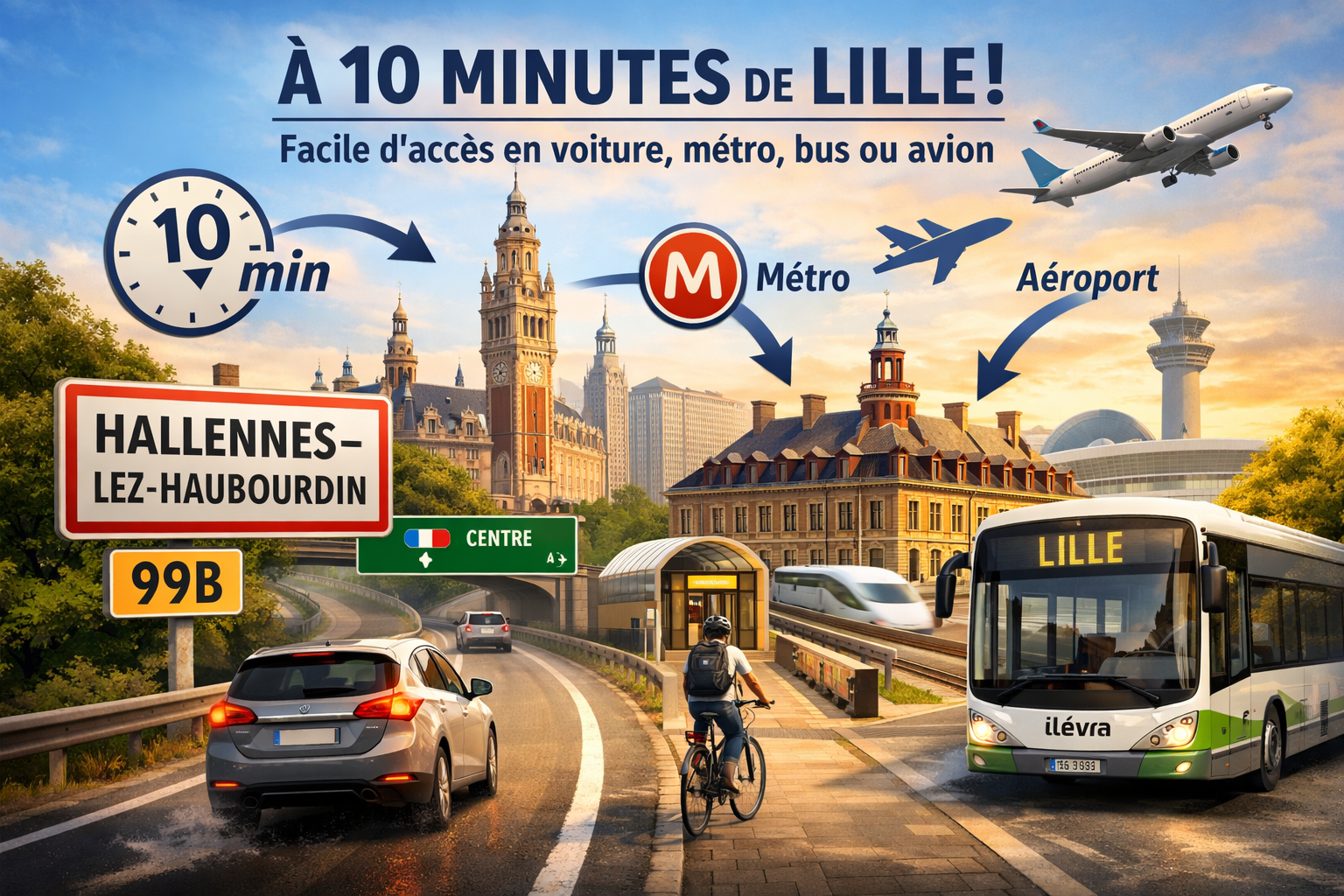 Rejoindre Lille depuis le 99B : bus, métro, voiture et aéroport de Lesquin