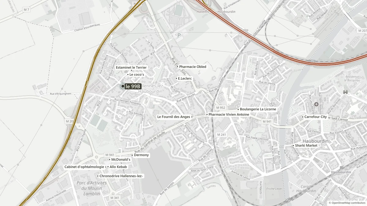 Carte des commerces et services autour du 99B